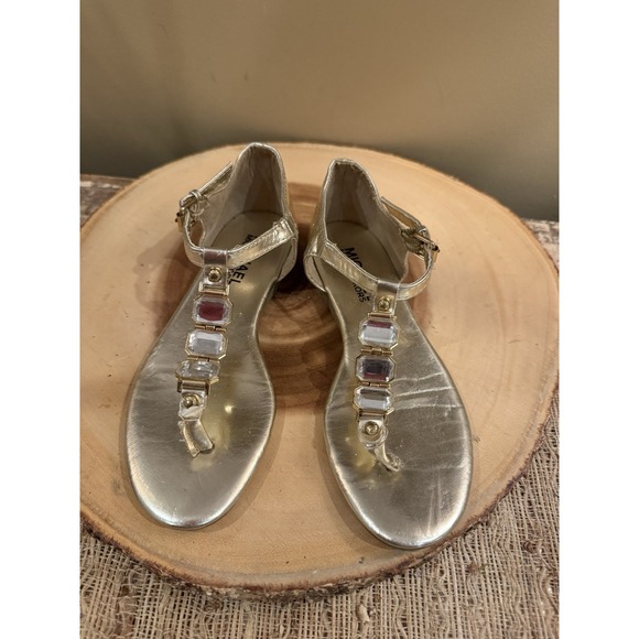 Michael Kors Girls Demi Emila‎ Gold Jeweled Sandals - Picture 2 of 9